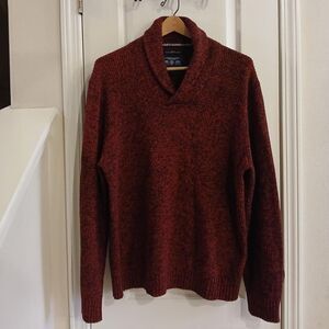 Red/Black American Eagle Shaw Collar Knit Sweater XL Eclectic Grandpa Preppy